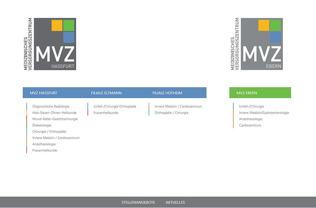 MVZ Ebern Haßfurt GmbH Desktopansicht der Webseite