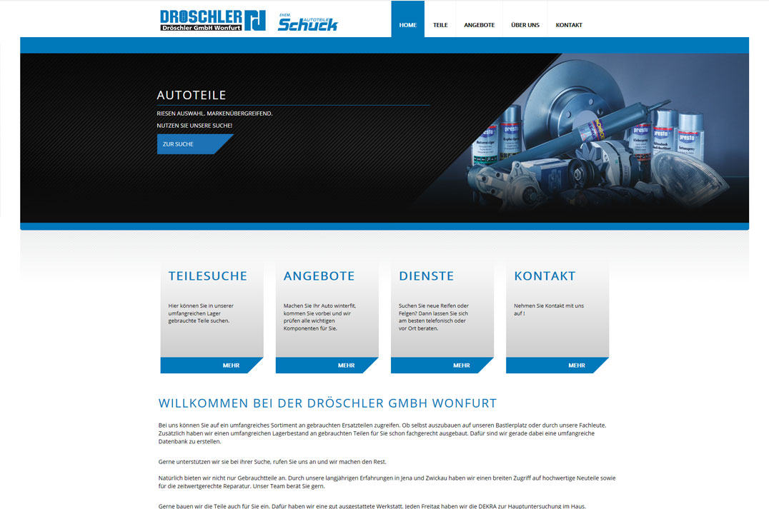 Dröschler GmbH Desktopansicht der Webseite